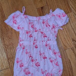 Kate Quinn Pink Flamingo Ruffle Bodysuit 12 Months size Baby Girl